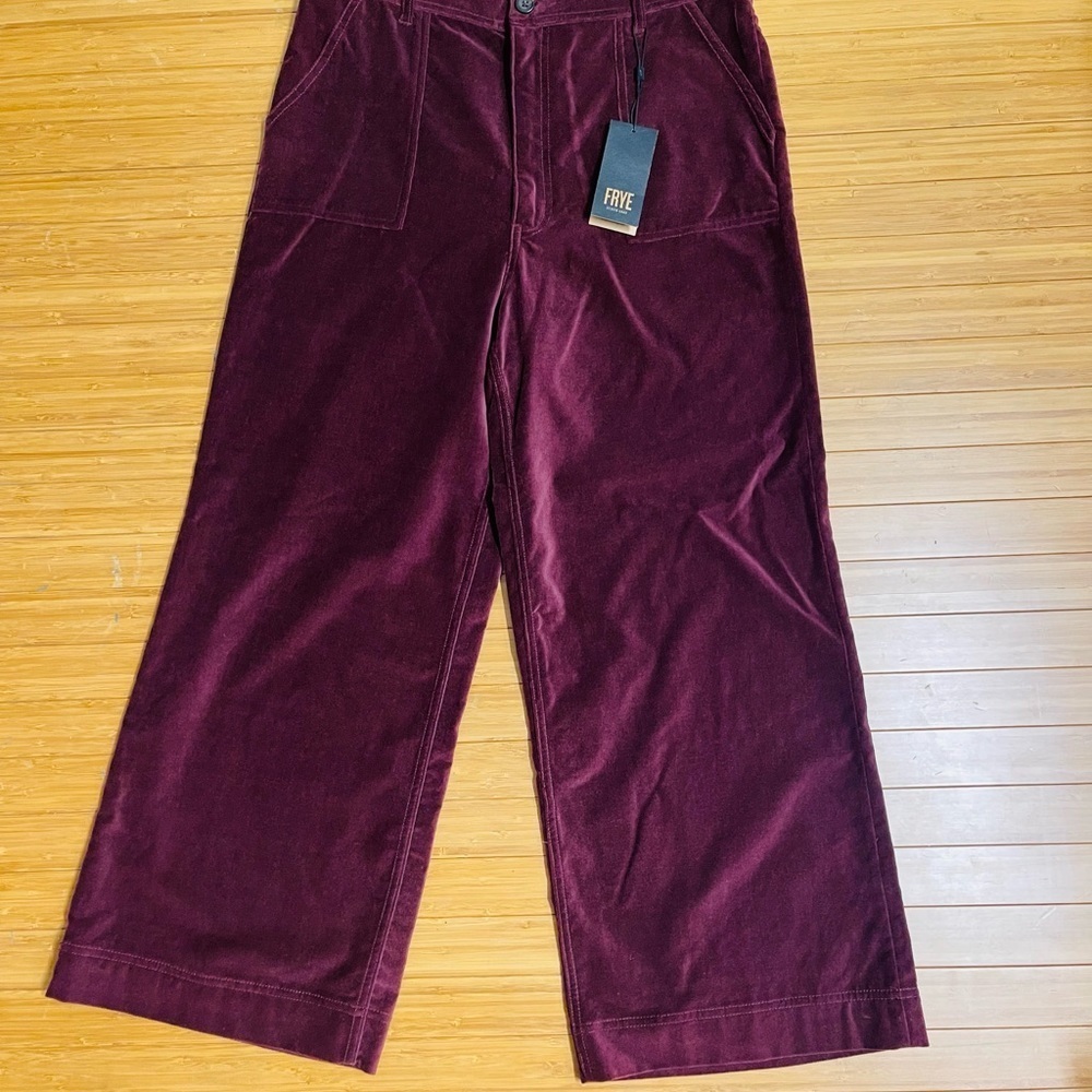 Frye velvet crop pants size 31 nwt burgundy/maroon - Picture 2 of 6
